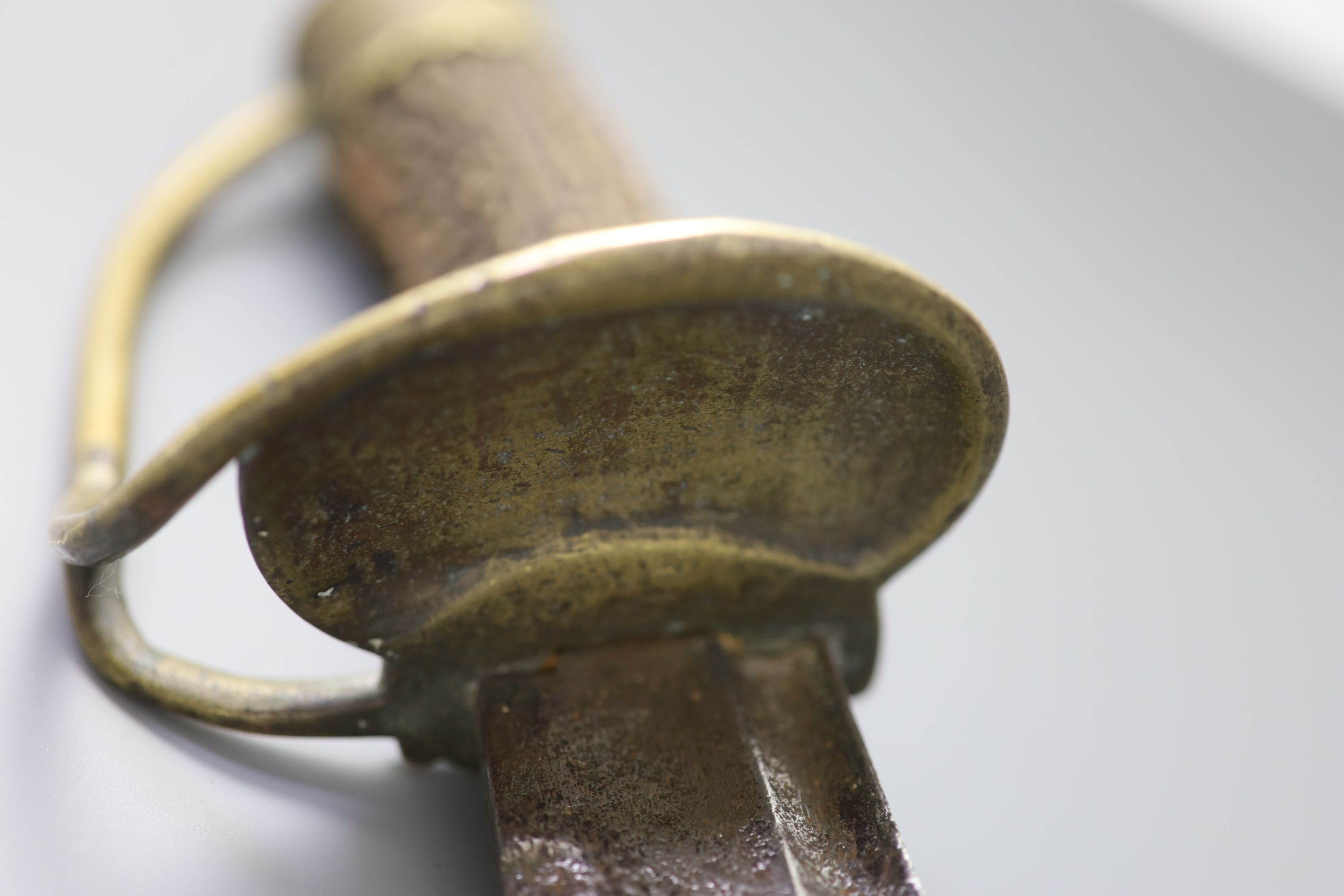 A late 17th century military hangar sword, length 34in.